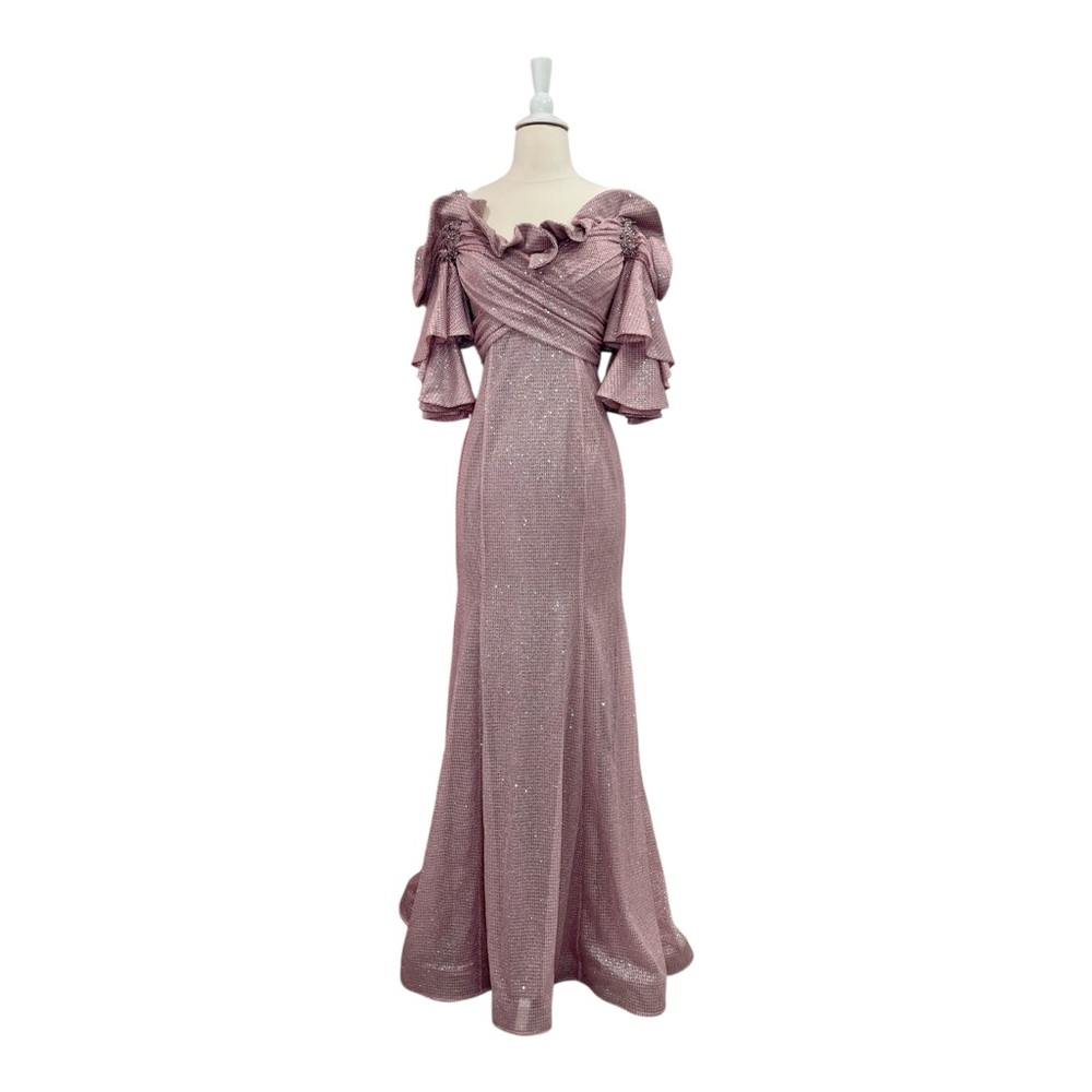 Elegant Pink Off-Shoulder Evening Gown
